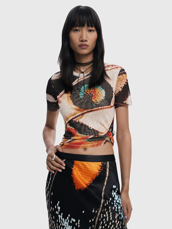 T-shirt with print and oval neckline - 1