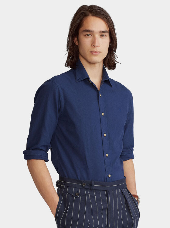 Синя памучна риза - 1