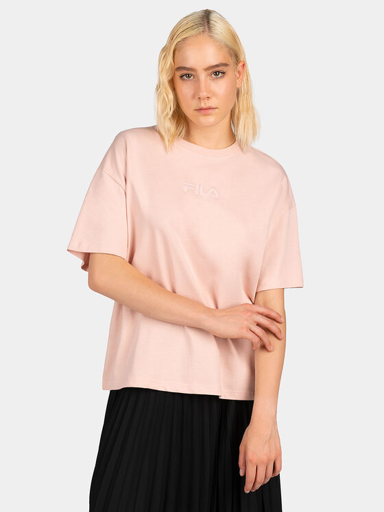 Овърсайз розова тениска AMALIA с лого  - 1