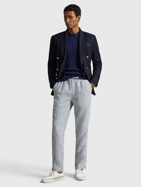 Striped drawstring waist trousers - 3