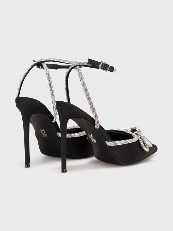 VIABLE black satin sandals with rhinestones - 3