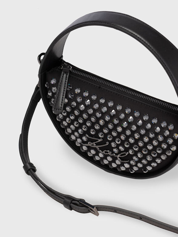 Leather crossbody bag with rhinestones - 5