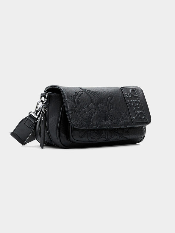 Black crossbody bag with floral embroidery - 4