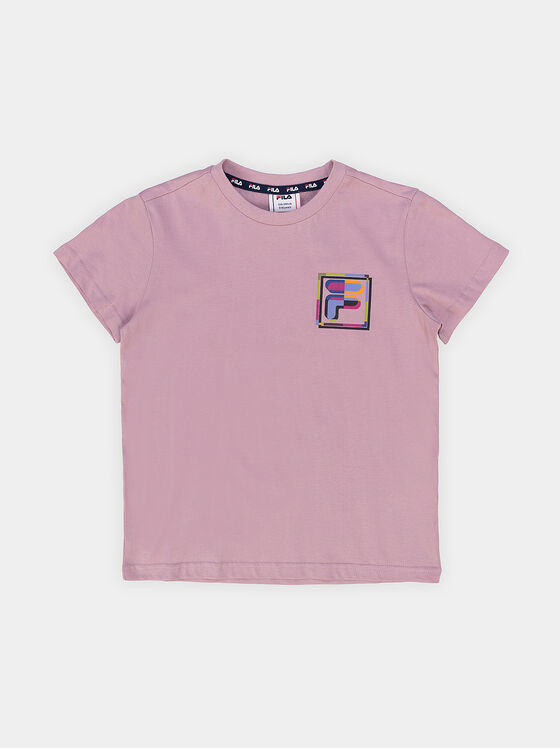 Розова тениска BELLUNO с контрастен лого детайл - 1