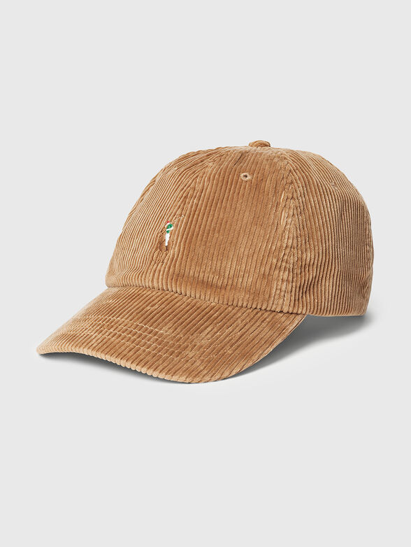 Hat with logo embroidery in velvet jeans fabric - 1