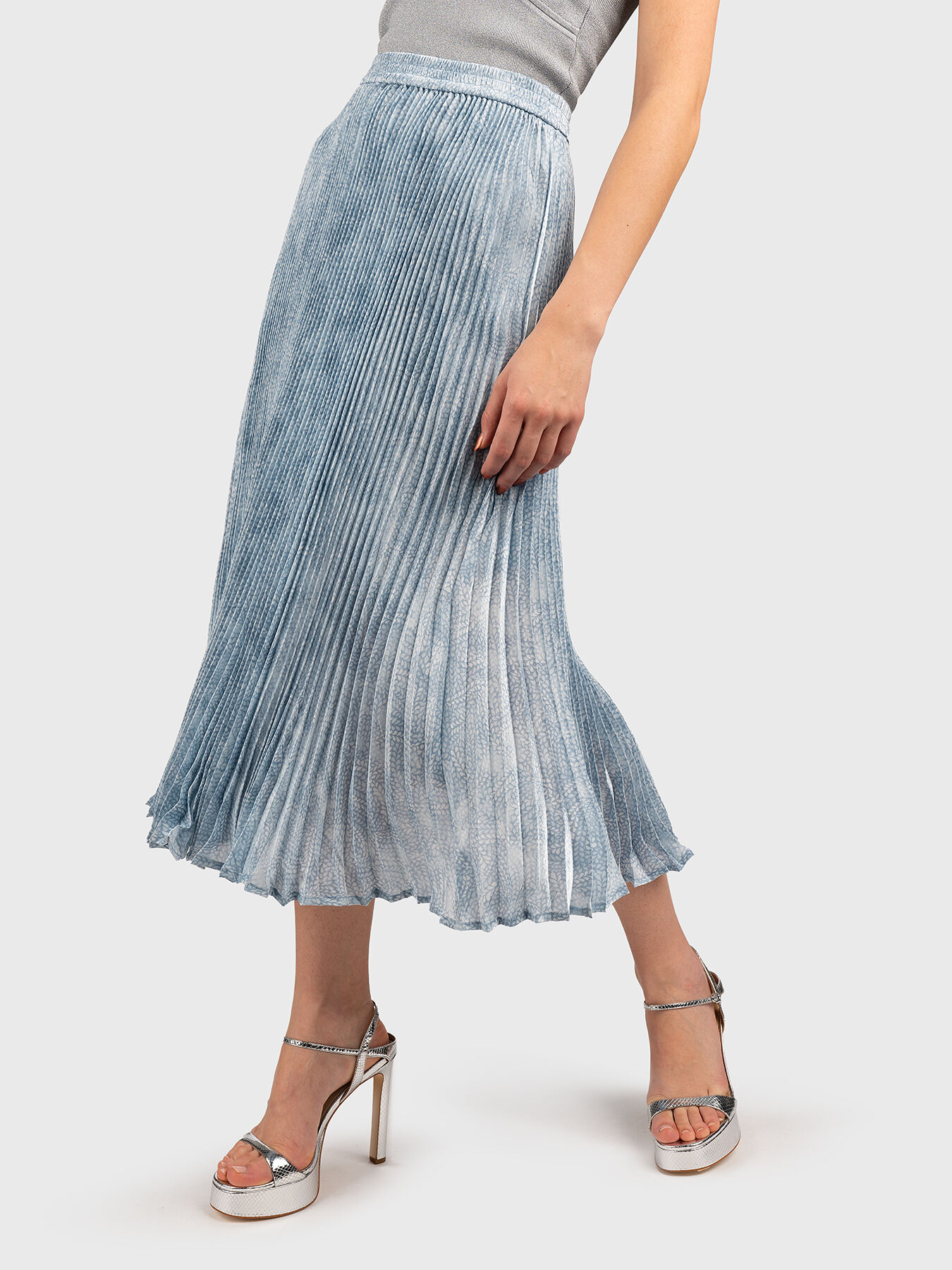 Michael kors silver pleated skirt shop