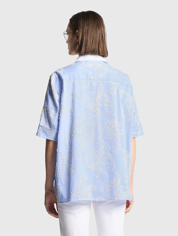 Cotton shirt with side slits and embroidery - 3