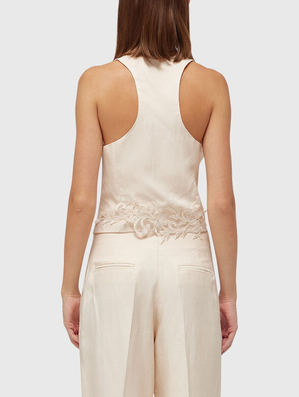 Linen blend vest with embroidery - 3