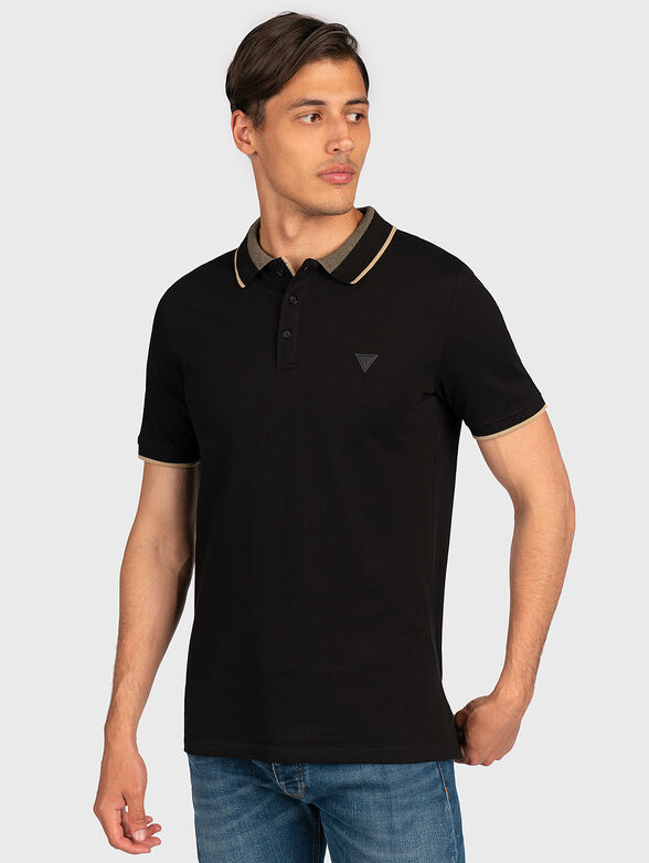 Black polo-shirt with logo detail - 1