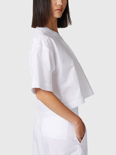 Cropped cotton blouse with pocket - 4
