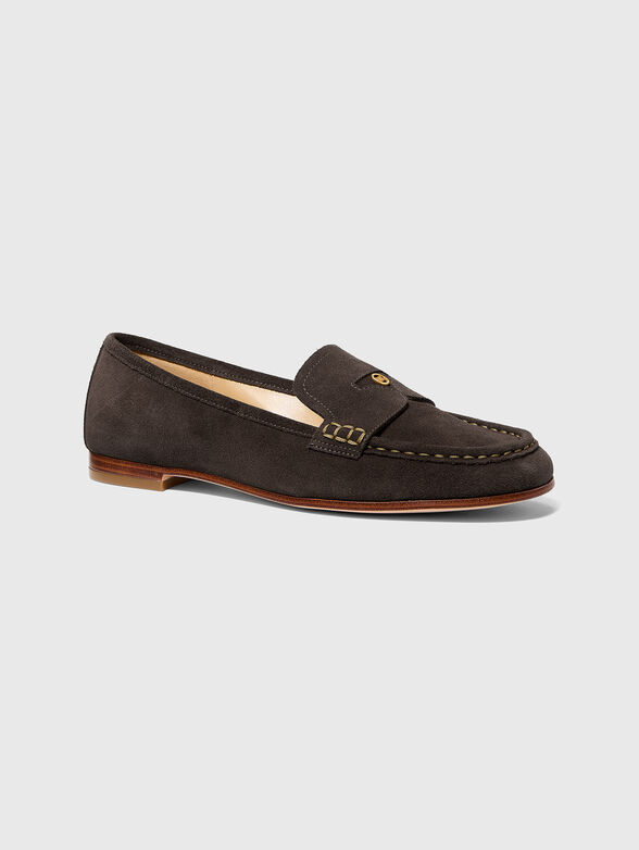 Suede loafers with a gold logo - 2