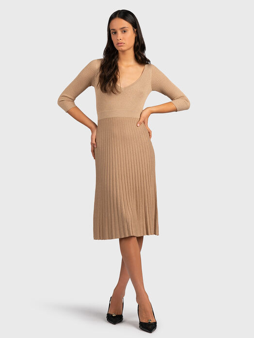 Knitted dress with golden threads