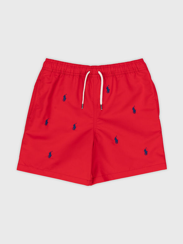 Red shorts with logo effect - 1