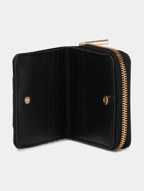 Black wallet with metal logo accent - 3