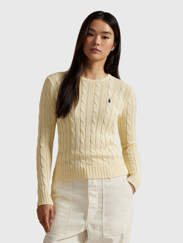 Cable knit cotton crew neck jumper - 1