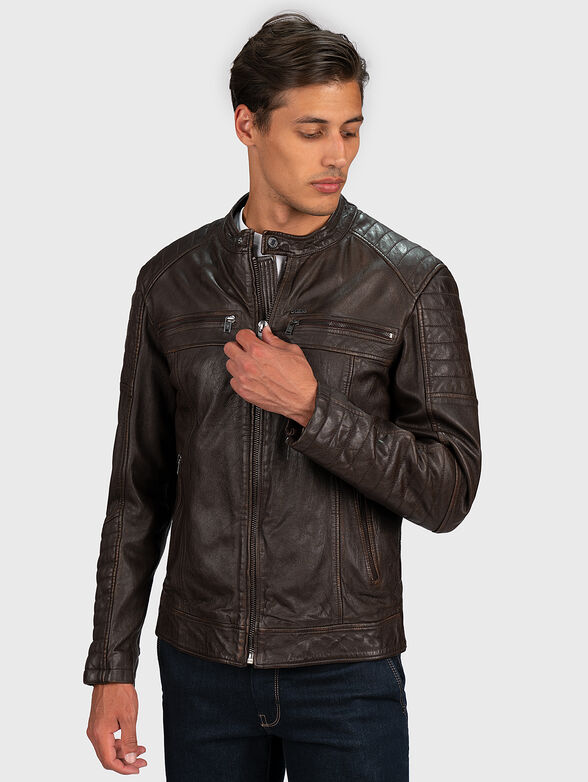 Leather biker jacket - 1