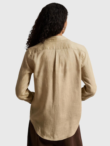 Beige linen shirt with logo detail - 3