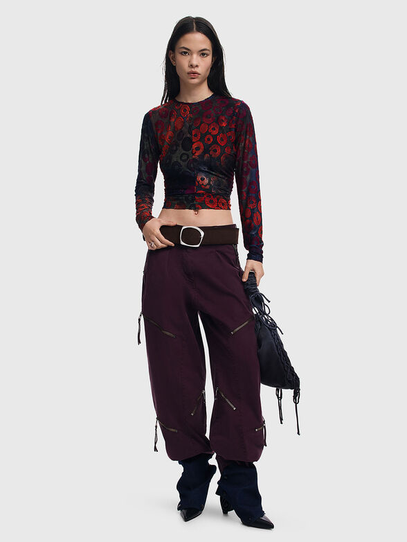 Long sleeved blouse with contrast print - 2