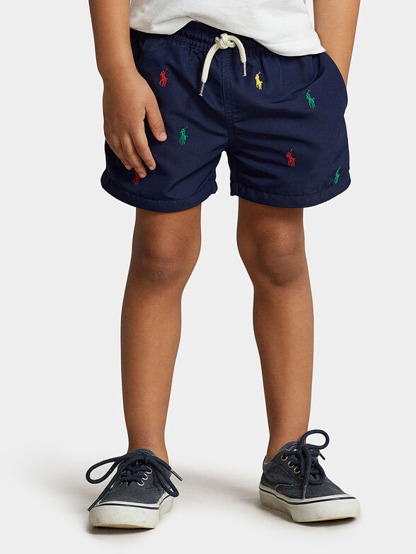 Blue shorts with logo accents - 1