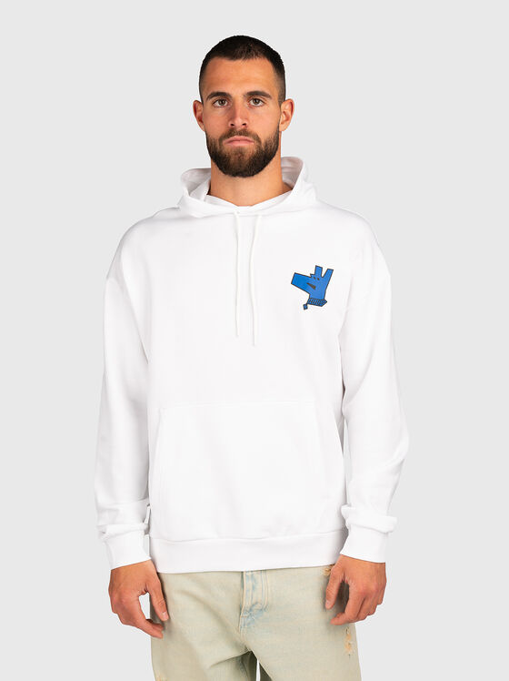 Бял суитшърт от памук с лого детайли - 1