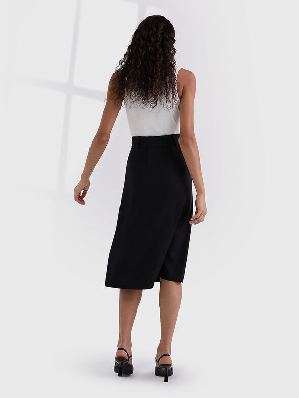 High waisted midi skirt with accent slit - 2
