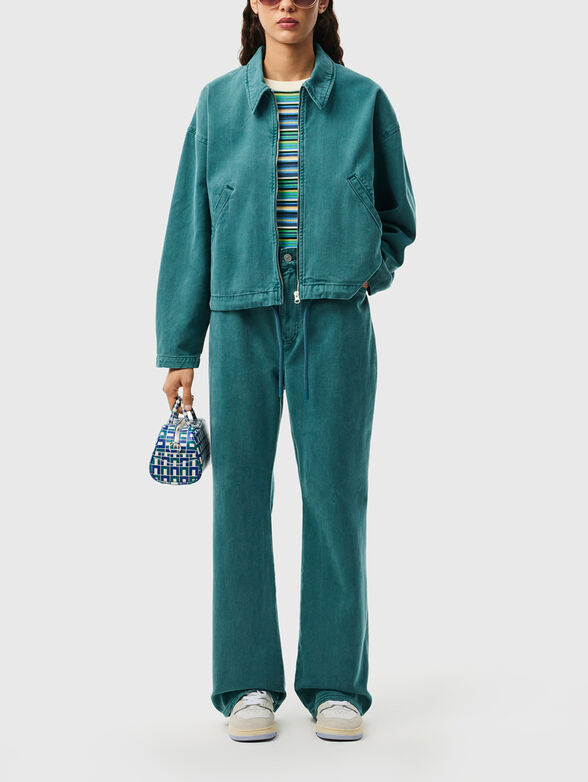 Red denim jacket with zip - 2