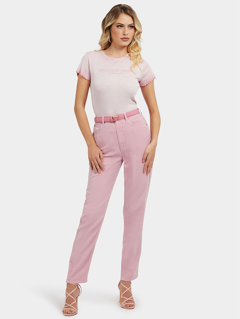 Pink jeans with logo detail - 3
