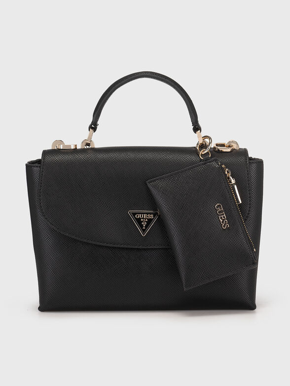 Black crossbody bag with triangular logo detail - 1