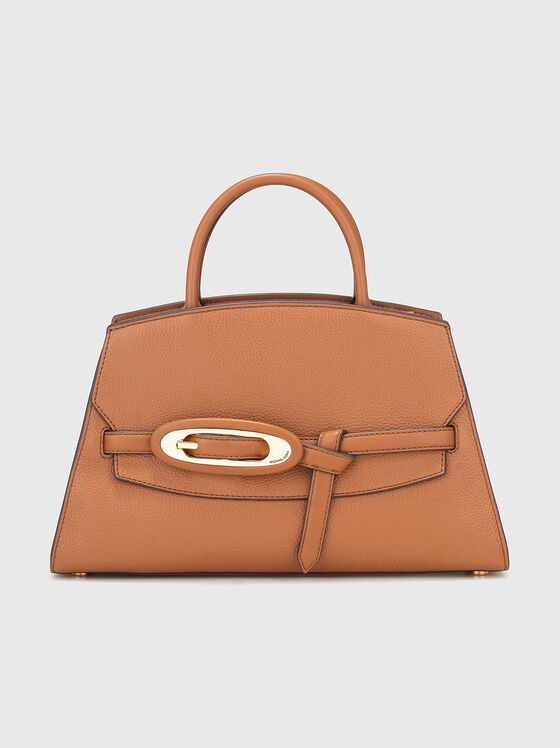 Голяма чанта от естествена кожа с акцентен детайл - 1