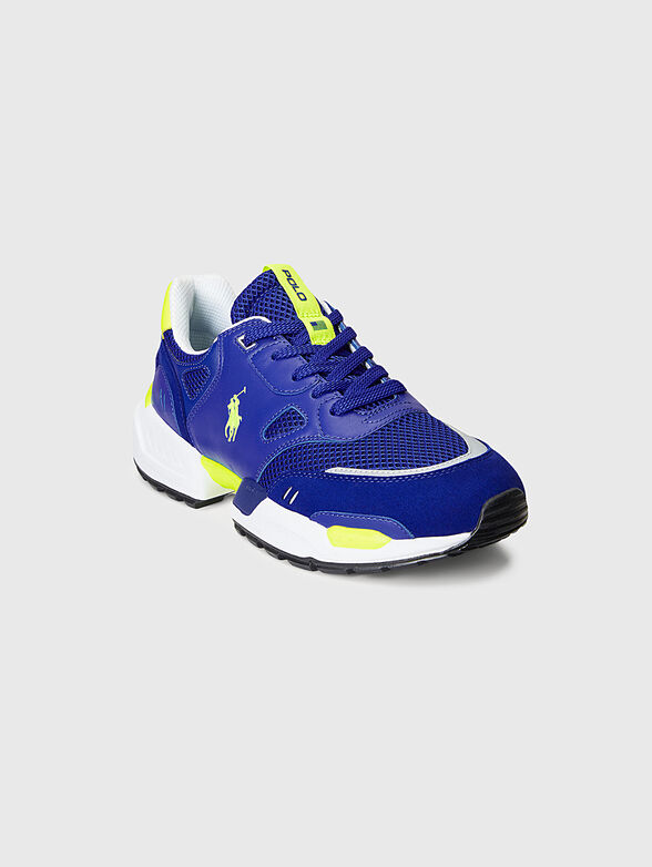 Blue sports shoes with neon accents - 2