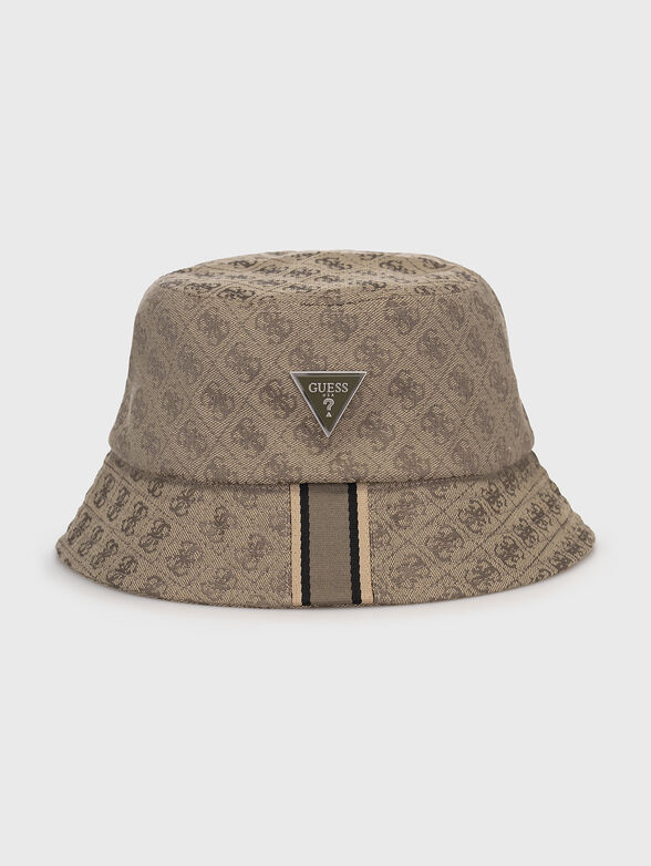 Bucket hat with monogram logo print in beige - 1