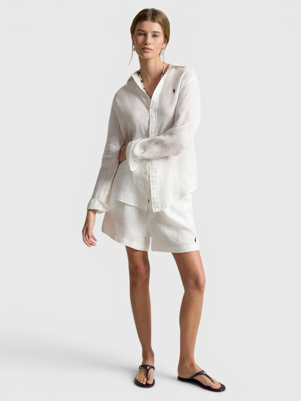 Linen shorts with embroidered logo - 4