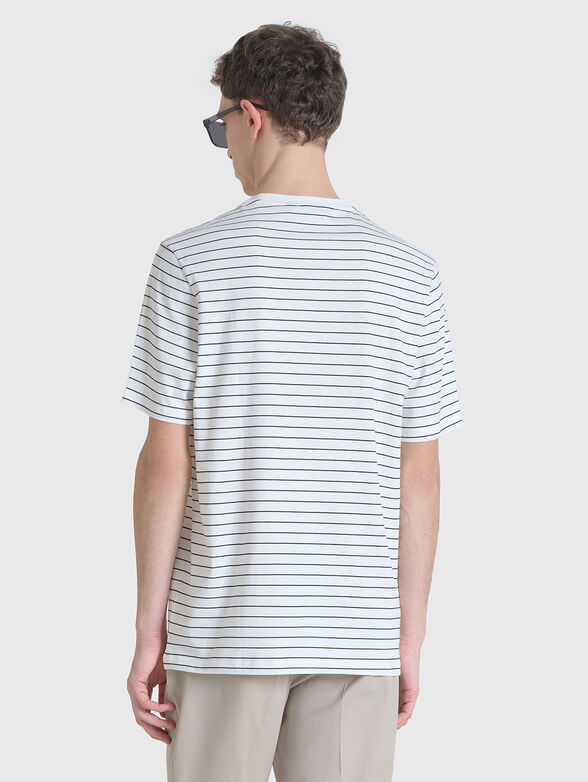 Cotton T-shirt with oval neckline and rubber detail - 1