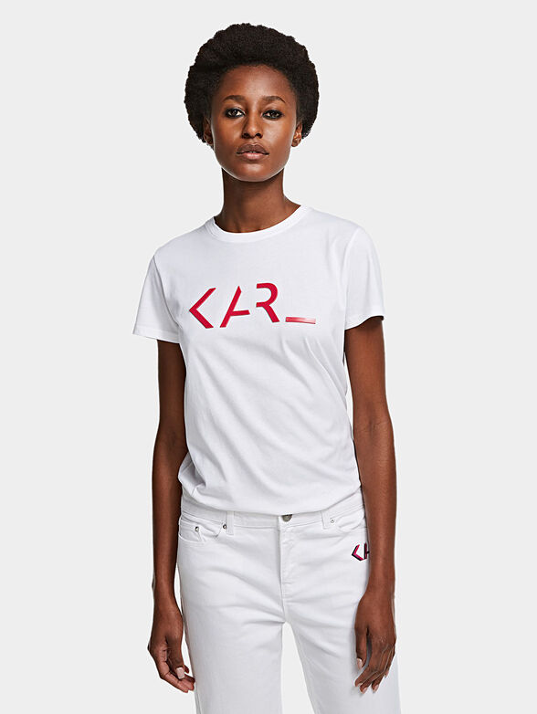 Black T-shirt with embossed logo print - 1