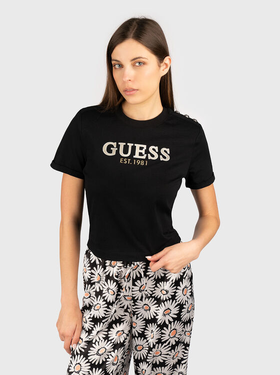 Скъсена тениска с лого - 1