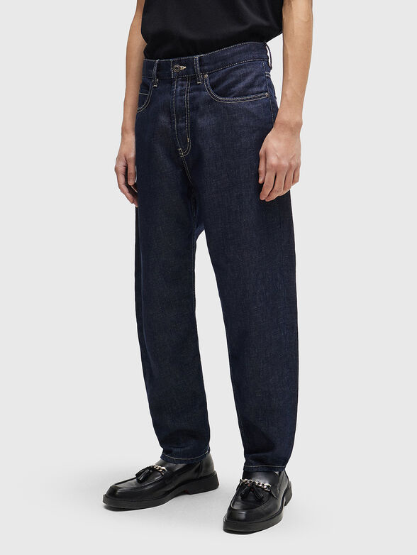 Dark blue jeans with contrast logo patch - 1
