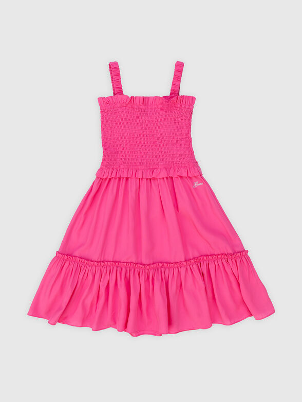 Poplin dress in fuxia colour - 1