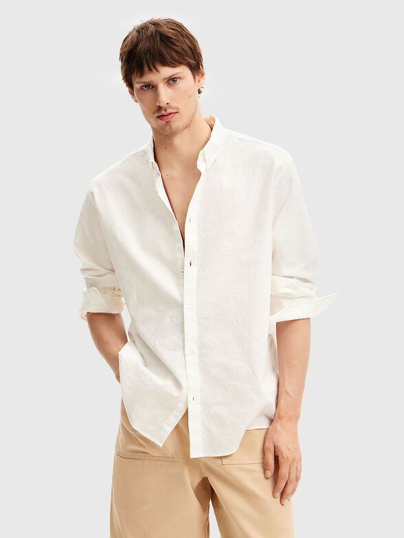 Shirt with embroideries of linen blend - 1