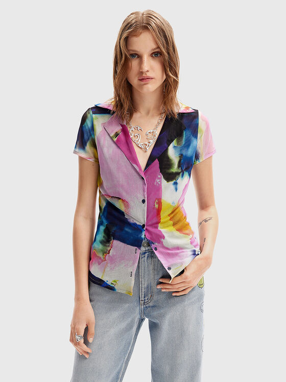 Short sleeve shirt with multicolor print - 1