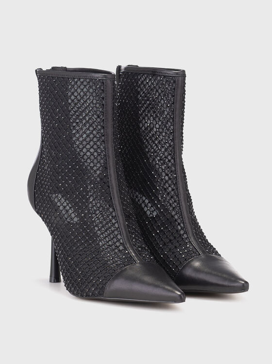 Leather heeled boots with rhinestones - 2