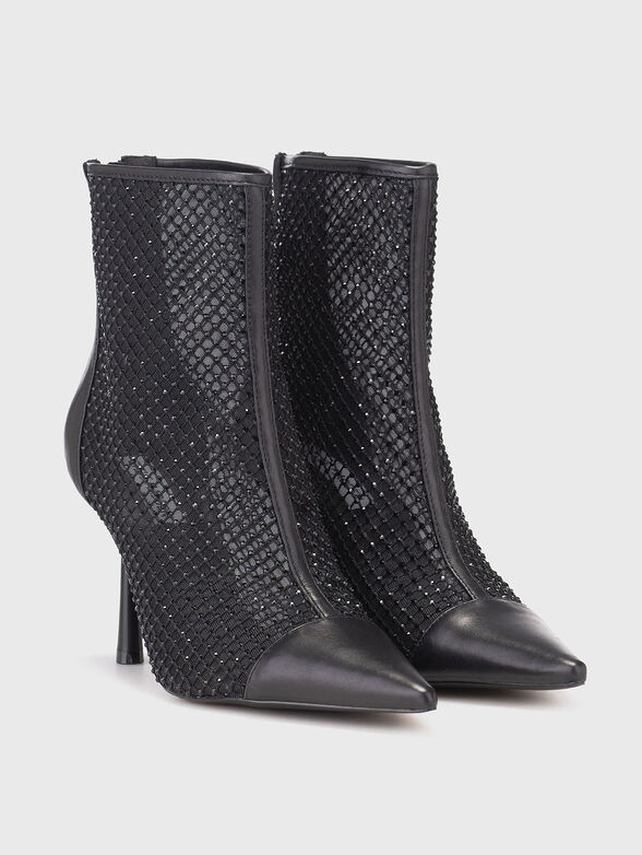 Leather heeled boots with rhinestones - 2