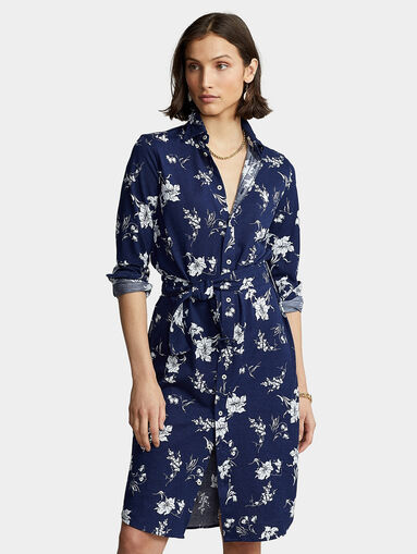 Shirt dress with floral print and belt - 3