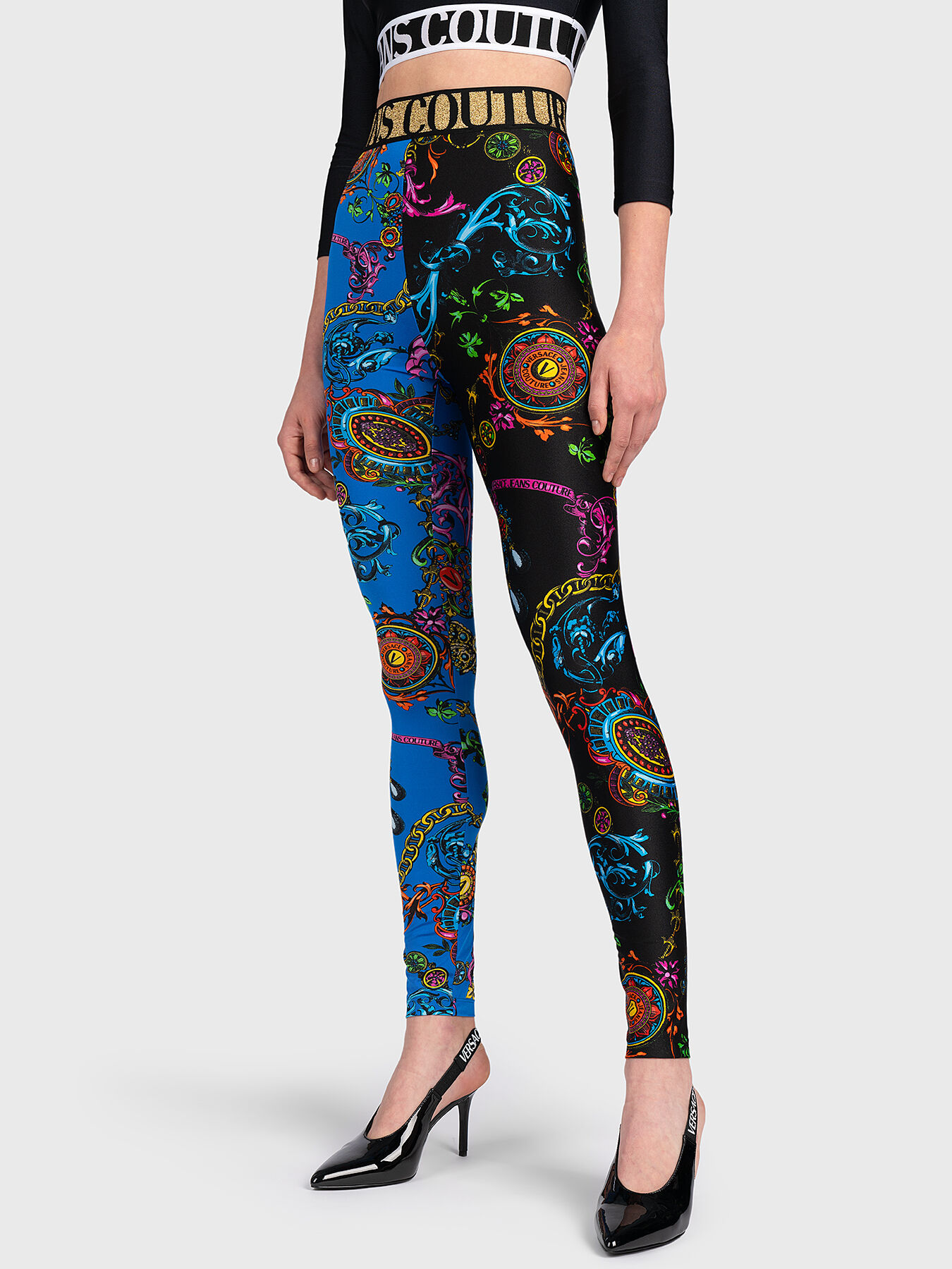 スパッツ・レギンス Versace Jeans Couture Leggings With Print Versace Jeans Couture Abstract Pattern Leggings | Black