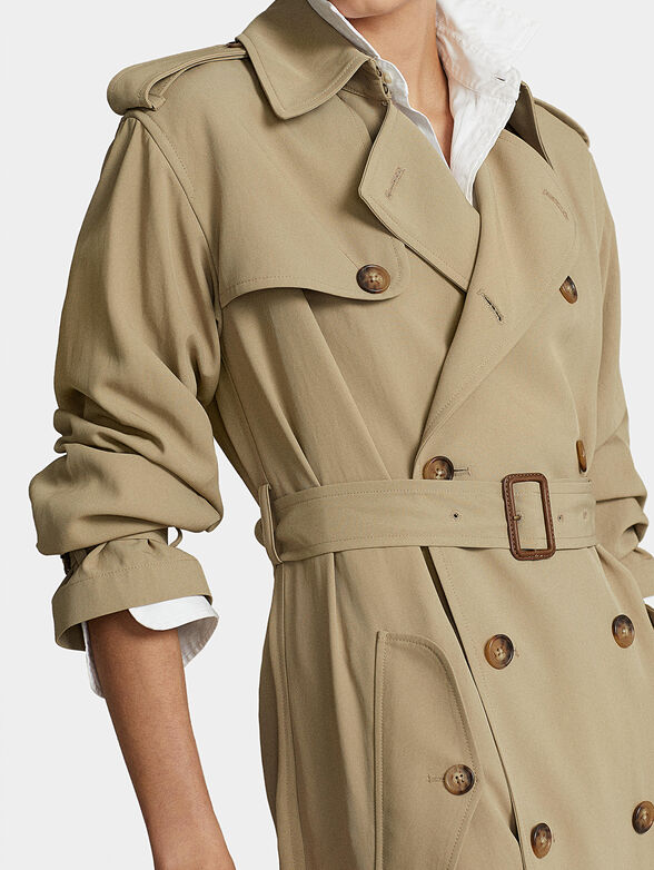 Beige double-breasted trench coat - 3