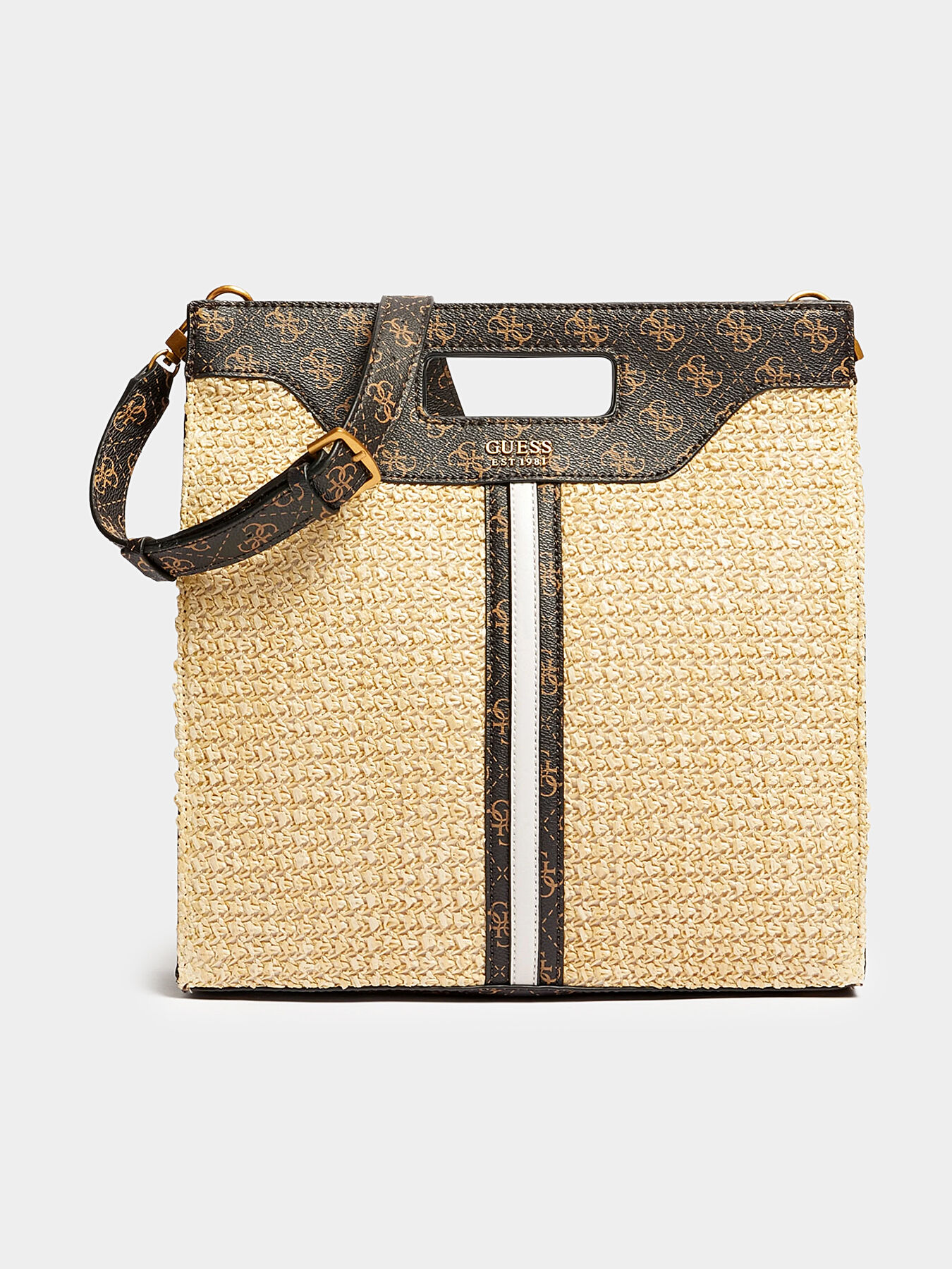 KASINTA tote bag with 4G logo print and raffia brand GUESS