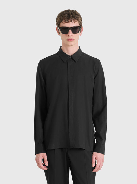 Черна риза DENVER с дълъг ръкав - 1