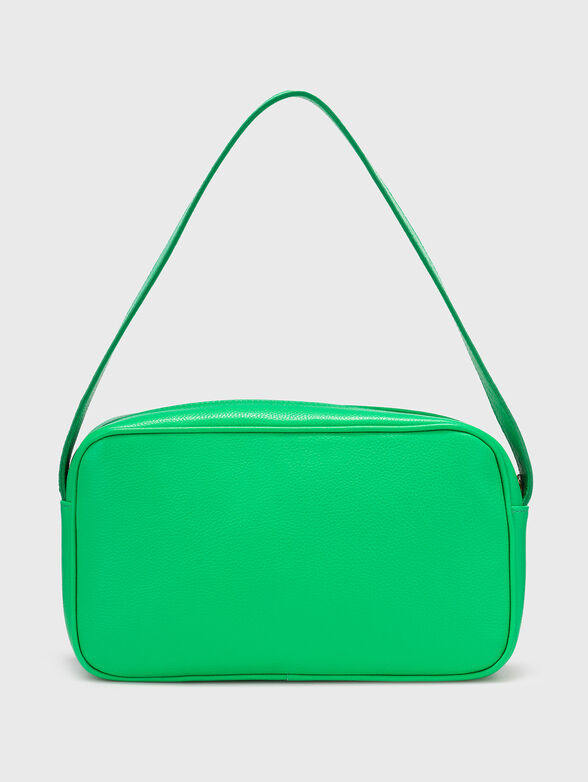 Small leather bag with logo in beige - 2