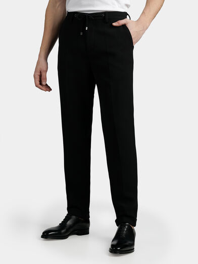 Black trousers with drawstring waist - 1