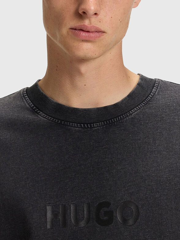 Oversized cotton T-shirt with oval neckline - 4