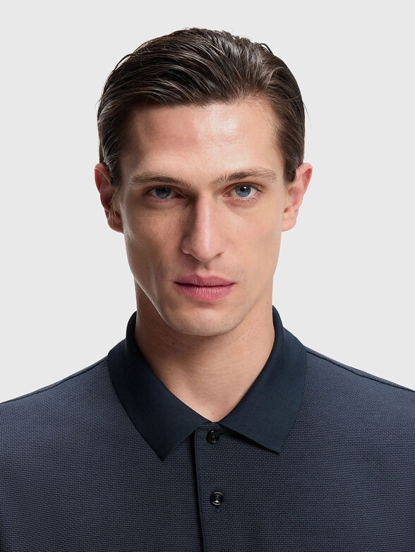 Navy blue cotton polo shirt - 4